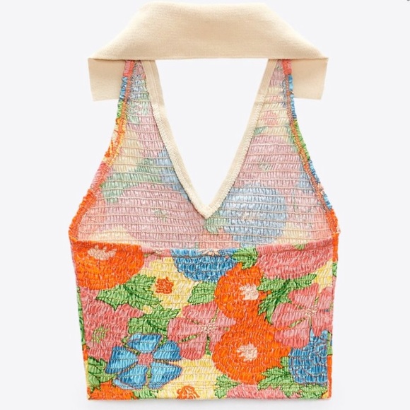 ZARA PRINTED HALTER TOP - Picture 2 of 3